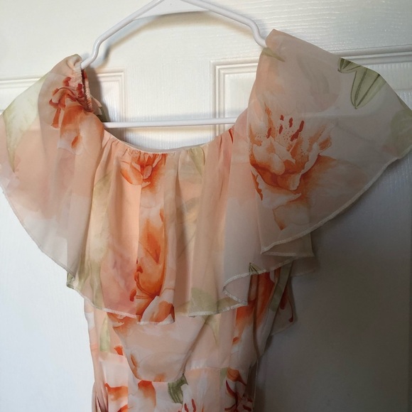 PETAL ROZ Blush Pink Off-the-Shoulder Flower Print Maxi Dress Size: S - Picture 10 of 13